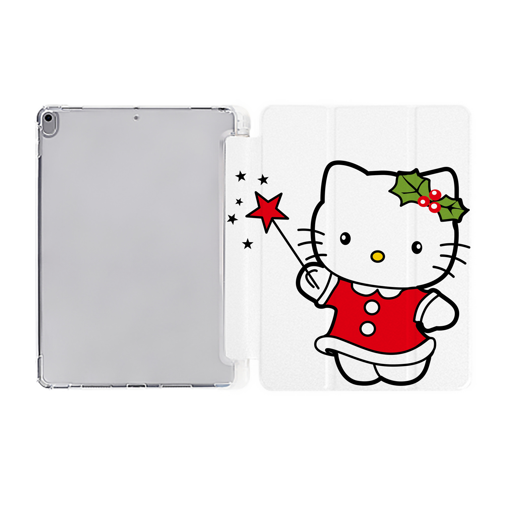 （画像用） Hello Kitty ハローキティ IPad ケース ペン収納付き 三つ折りスタンド PUレザー×シリコン 対応機種9.5/10.5/10.9インチ